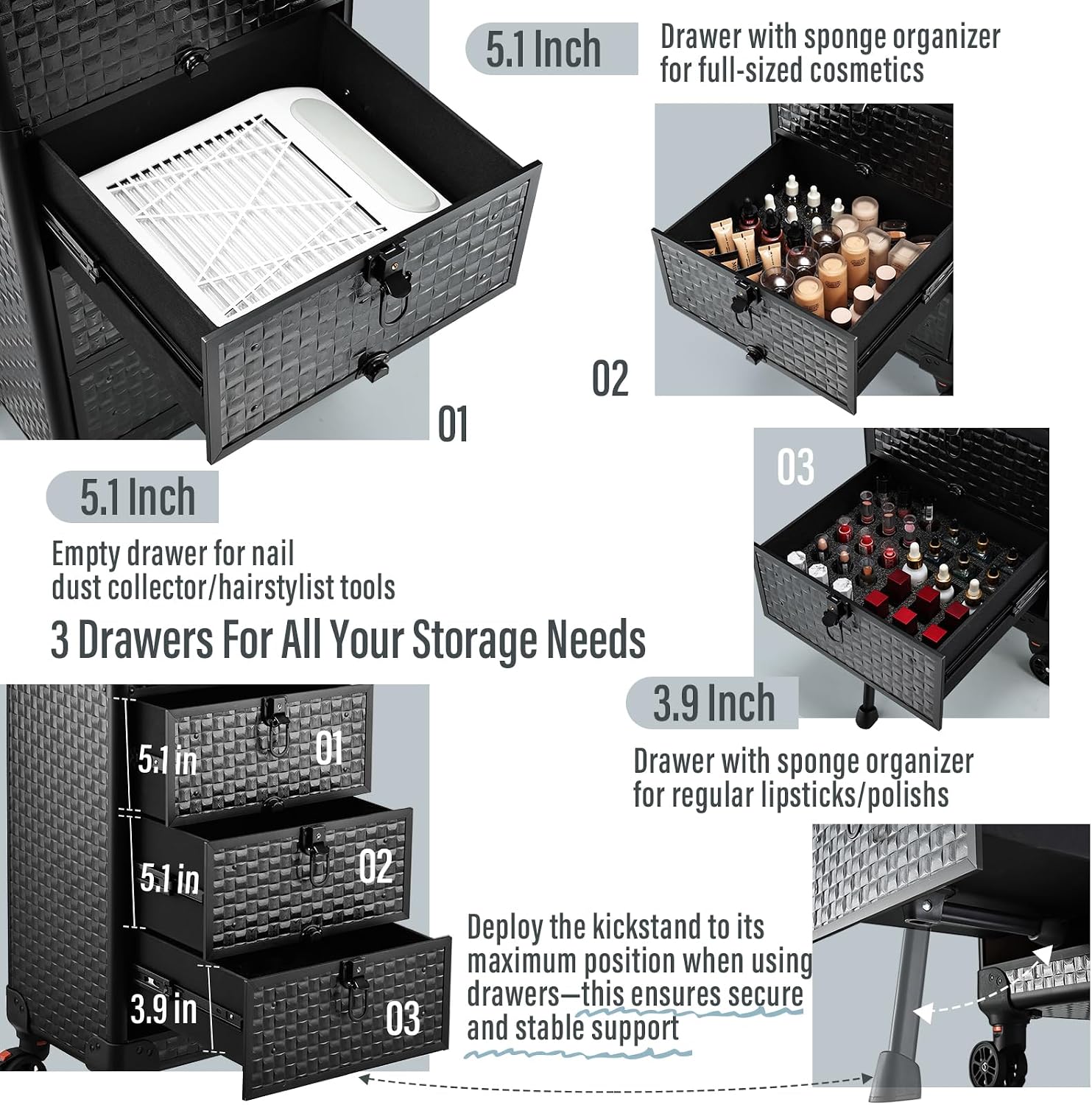 Rolling Salon Cart with 3 Draw - огляд і ціна Spa & Wellness Earth City Москва